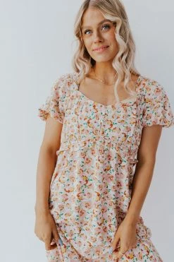 Blu Pepper THE POLLIE FLORAL MIDI DRESS IN LIGHT PINK DRESSES