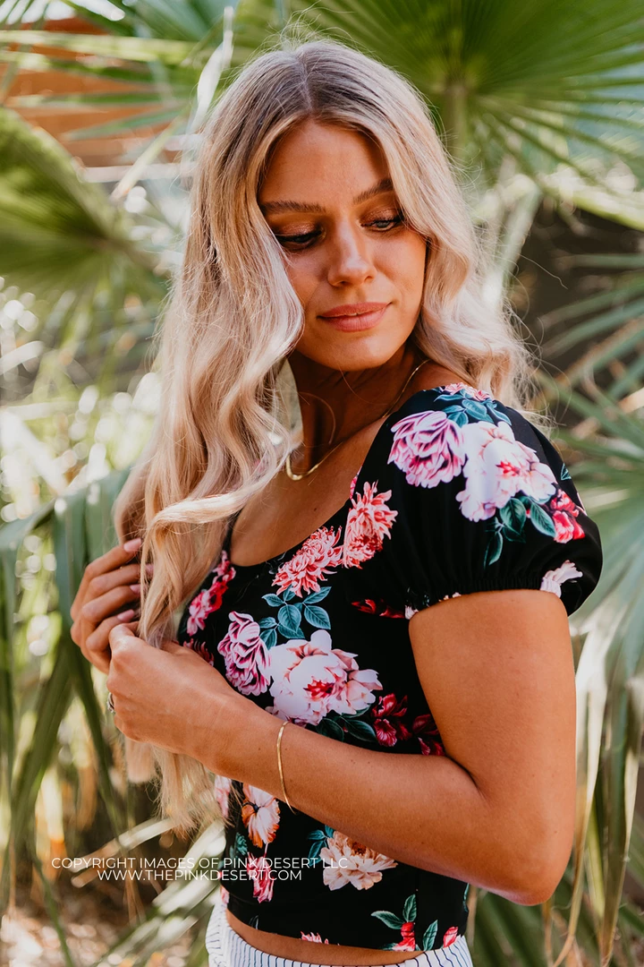 Pink Desert PUFF SLEEVE MIDKINI SWIM TOP IN LE FLEUR BY PINK DESERT 5 Pink Desert PUFF SLEEVE MIDKINI SWIM TOP IN LE FLEUR BY PINK DESERT