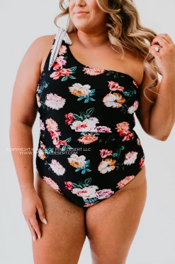 ONE SHOULDER BOW ONE PIECE IN LE FLEUR BY PINK DESERT