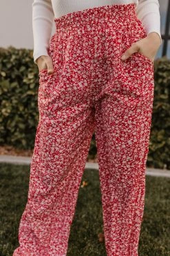 Better B THE ROSIE FLORAL PANTS IN RED