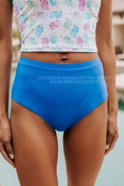 PINK DESERT VINTAGE HIGH WAIST SWIM BOTTOM IN ROYAL BLUE