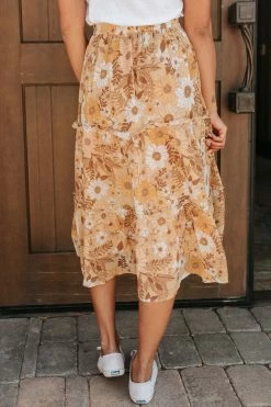 Polagram/Baevely THE UNDER THE SUN MIDI SKIRT IN DUSTY YELLOW