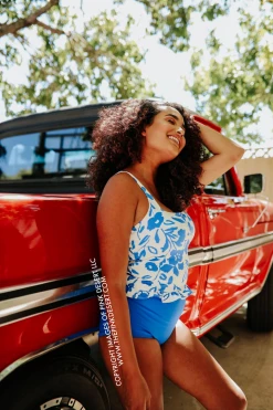 PINK DESERT HIGH WAIST SWIM BOTTOM IN ROYAL BLUE