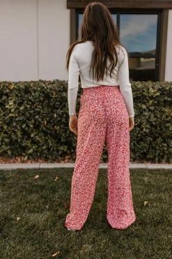 Better B THE ROSIE FLORAL PANTS IN RED