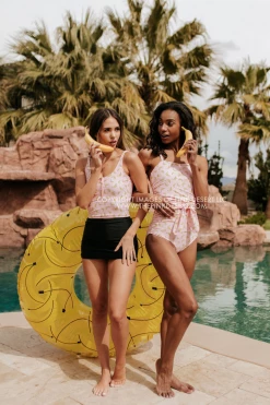 PINK DESERT NOT YOUR MAMA'S SWIM SKIRT IN BLACK