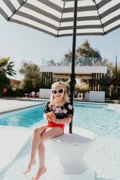 GIRLS PUFF SLEEVE SWIM TOP IN LE FLEUR BY PINK DESERT