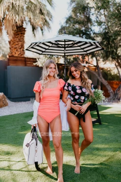 PUFF SLEEVE ONE PIECE IN RIBBED PEACHBERRY BY PINK DESERT