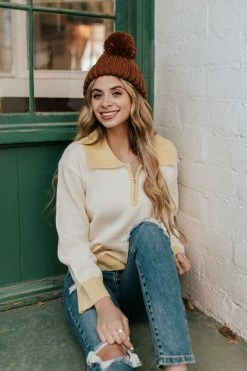 Paper Moon TOPS THE STAY SWEET SWEATER IN LEMON