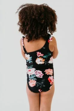 GIRLS ONE SHOULDER BOW ONE PIECE IN LE FLEUR BY PINK DESERT