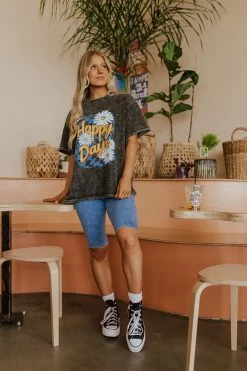 Blue Buttercup THE BENJI MINERAL WASHED BIKER SHORTS IN BLUE