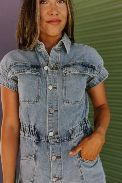 Polagram/Baevely TOPS THE HARLEY WIDE LEG DENIM JUMPSUIT