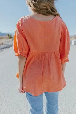 Ces Femme THE CASSIE BABYDOLL TOP IN CORAL