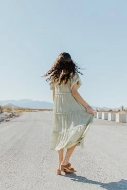 Mikarose THE SANDRA TIERED DRESS IN SEACREST GREEN DRESSES