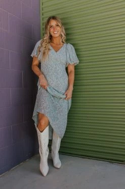 Blu Pepper THE ADRIAN FLORAL MIDI DRESS IN AQUA