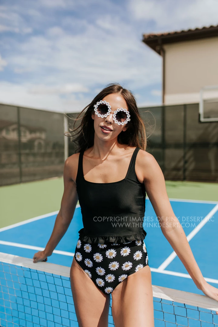 PINK DESERT MINI RUFFLE CROP PEPLUM SWIM TOP IN BLACK 8 PINK DESERT MINI RUFFLE CROP PEPLUM SWIM TOP IN BLACK